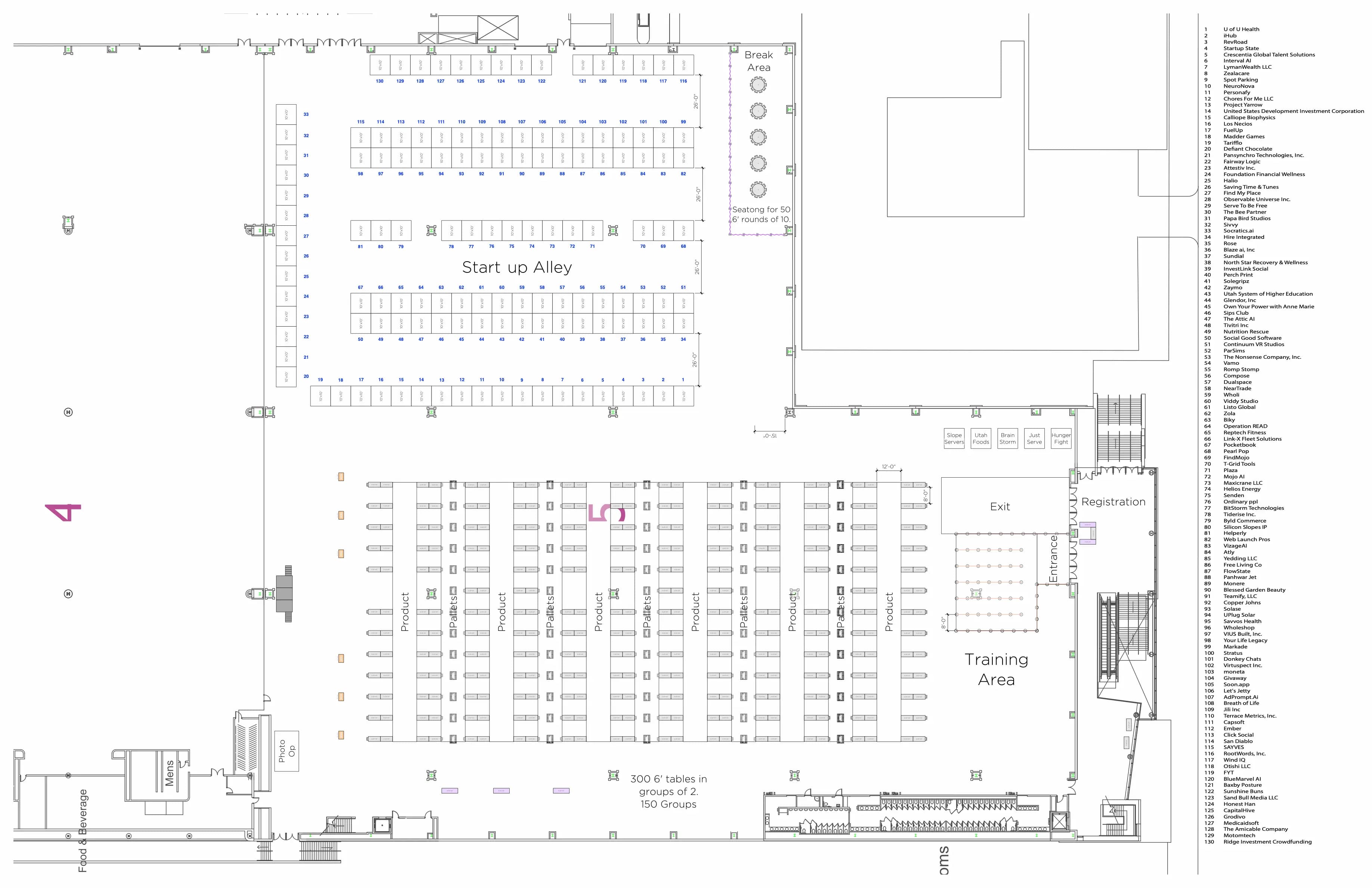 Summit 2025 Startup Alley map at the Salt Palace.