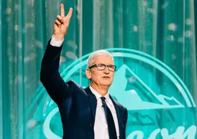 Tim Cook speaking at the 2020 Silicon Slopes Summit.
